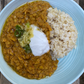 Plant Based Meals: Ginger Turmeric Red Lentil Dahl with Brown Rice & Greens